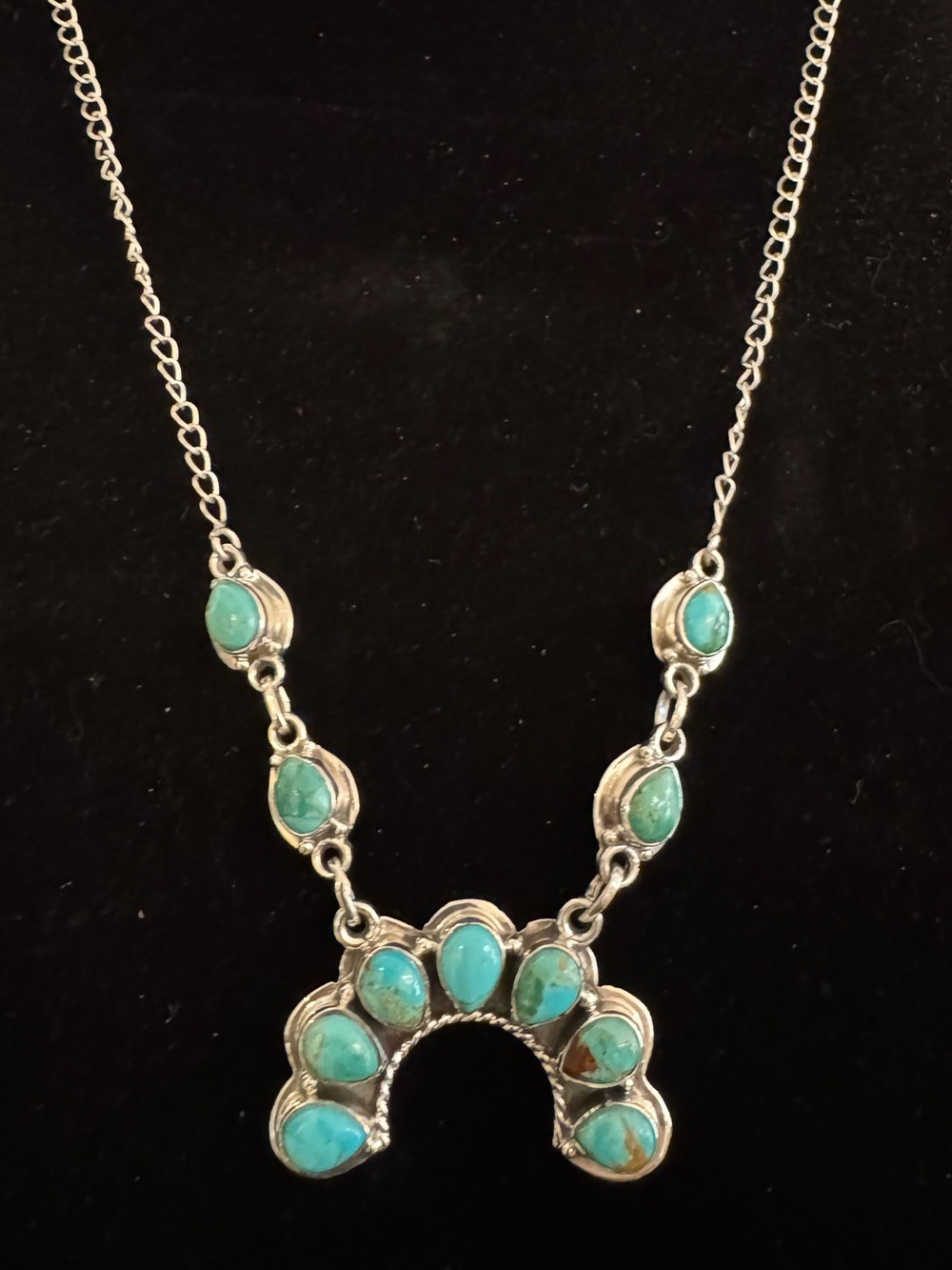 Turquoise Teardrop Naja Statement Necklace - sterling silver Women Jewelry - Picture 2 of 6